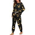 thumbnail image 2 of Yuyamidu Spooky Pumpkin Long Sleeve Pajama Pants Set for Women 2 Pcs Black Jogger Set Novelty Halloween Crewneck Sleepwear Size 2XL Daily Wear Clothes for Fall Winter, 2 of 7