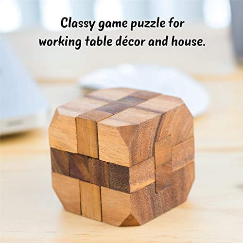 ULT-unite3D Wooden Cube Brain Teaser Puzzle