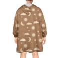 thumbnail image 2 of Wearable Oversized Blanket,Brown Sun Moon Cloud Star Pattern Wearable Blanket Hoodie for Adults,Cozy Hooded Blankets with Super Pockets,Super Warm Fuzzy Pullover for Women & Men, 2 of 6