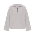 thumbnail image 4 of Rutainlusire Womens Trendy Casual Half Zip Up Lapel Loose Comfy Sweaters Ladies' Fashionable Solid Color Pullover Long Sleeved High Neck Sweater, 4 of 6