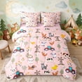 thumbnail image 2 of Erosebridal Farm Animals Twin Bedding for Girls, Tractor Bedding Comforter Set, Pink Reversible 7-Piece, 2 of 6