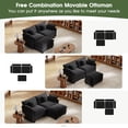 thumbnail image 6 of BedLuxury 76.7’’ Loveseat Sofa with Ottoman for Living Room, Modern Chenille Comfy L Shaped Couch, 2-Seat, Black, 6 of 10