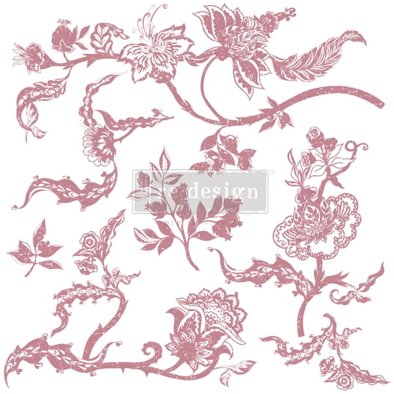 Prima Marketing Re-Design Decor Clear Cling Stamps 12"x12"-Distressed Floral Prints