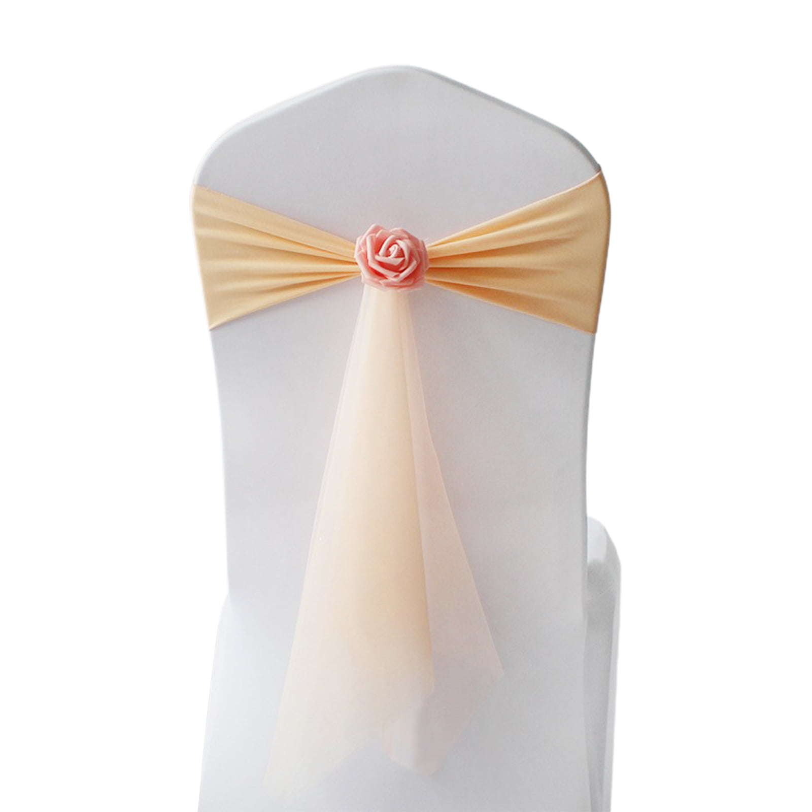 10Pack Flower Chair Sashes Wedding Chair Sashes Bow Sash Elastic Chair