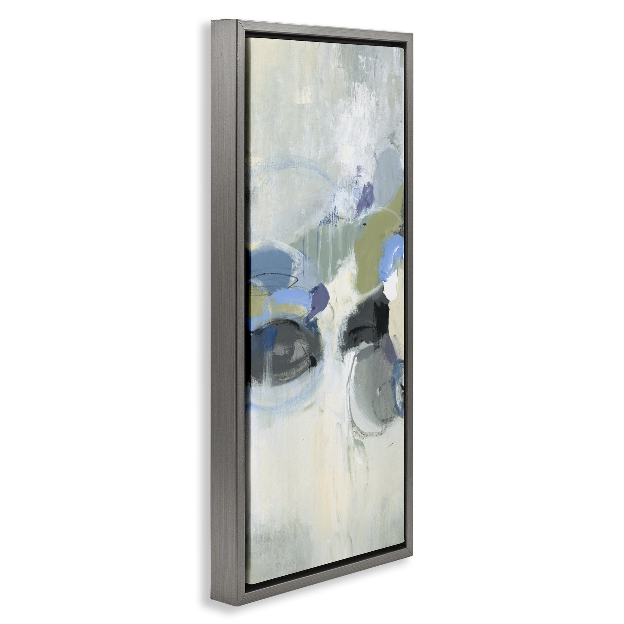 Stupell Industries Muted Circular Dapples Gray Framed Floater Canvas Wall Art, design by Lisa Ridgers