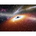 thumbnail image 2 of Illustration of a supermassive black hole at the core of a young  star-rich galaxy Poster Print, 2 of 2