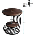 thumbnail image 5 of Finmind 2-Tier Round End Table Set of 2, Wood Side Table with Storage Shelf, Arc-Shaped Metal Frame Bedside Nightstand for Living Room, Bedroom, Rustic Brown & Black, 5 of 8