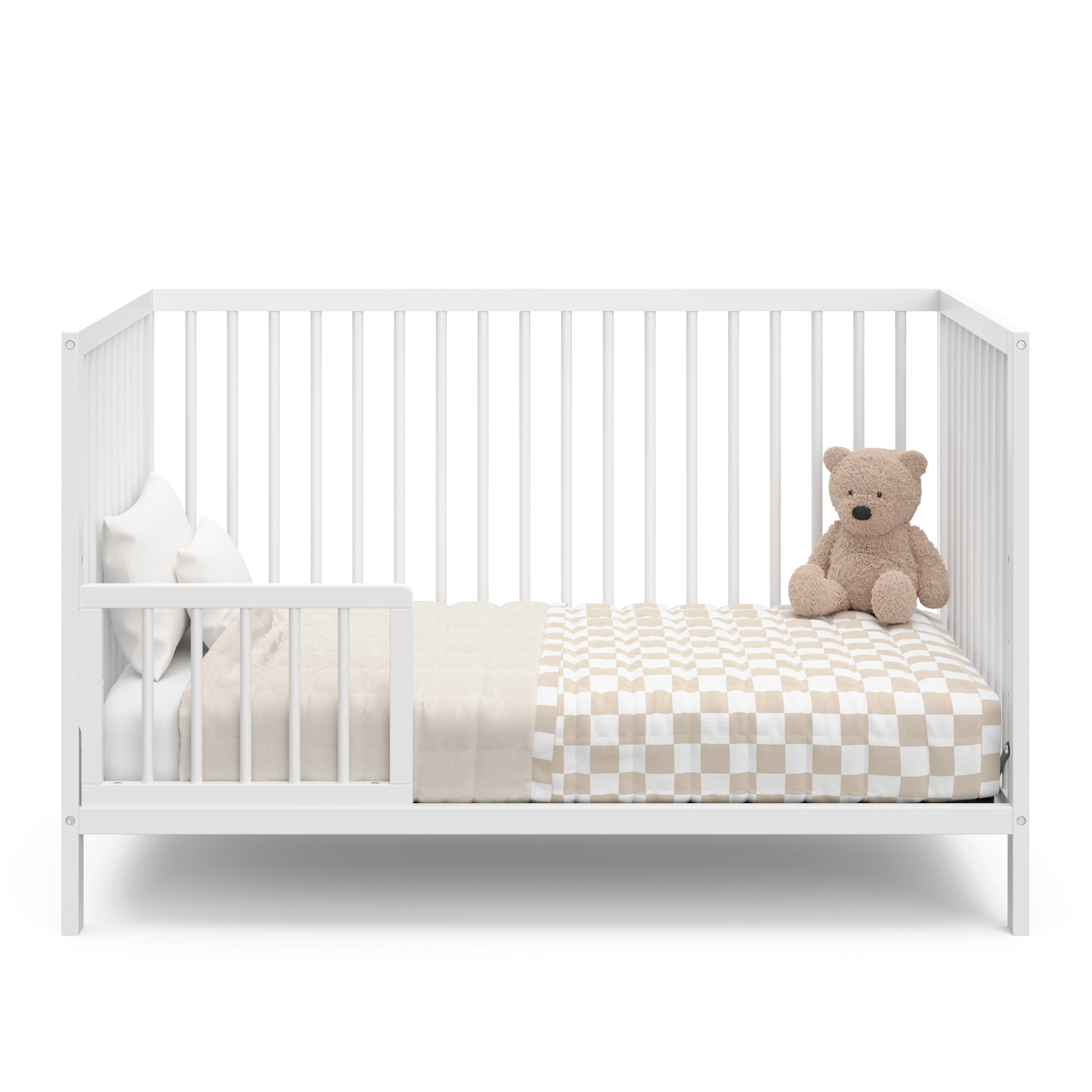 Graco Teddi 5-in-1 Convertible Baby Crib, White with Driftwood
