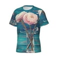 thumbnail image 5 of Vsdgher Flowers in Glass Vase Print Men's Dry Fit Mesh Athletic Shirts Moisture Wicking Tennis T-Shirt Tops, 5 of 9