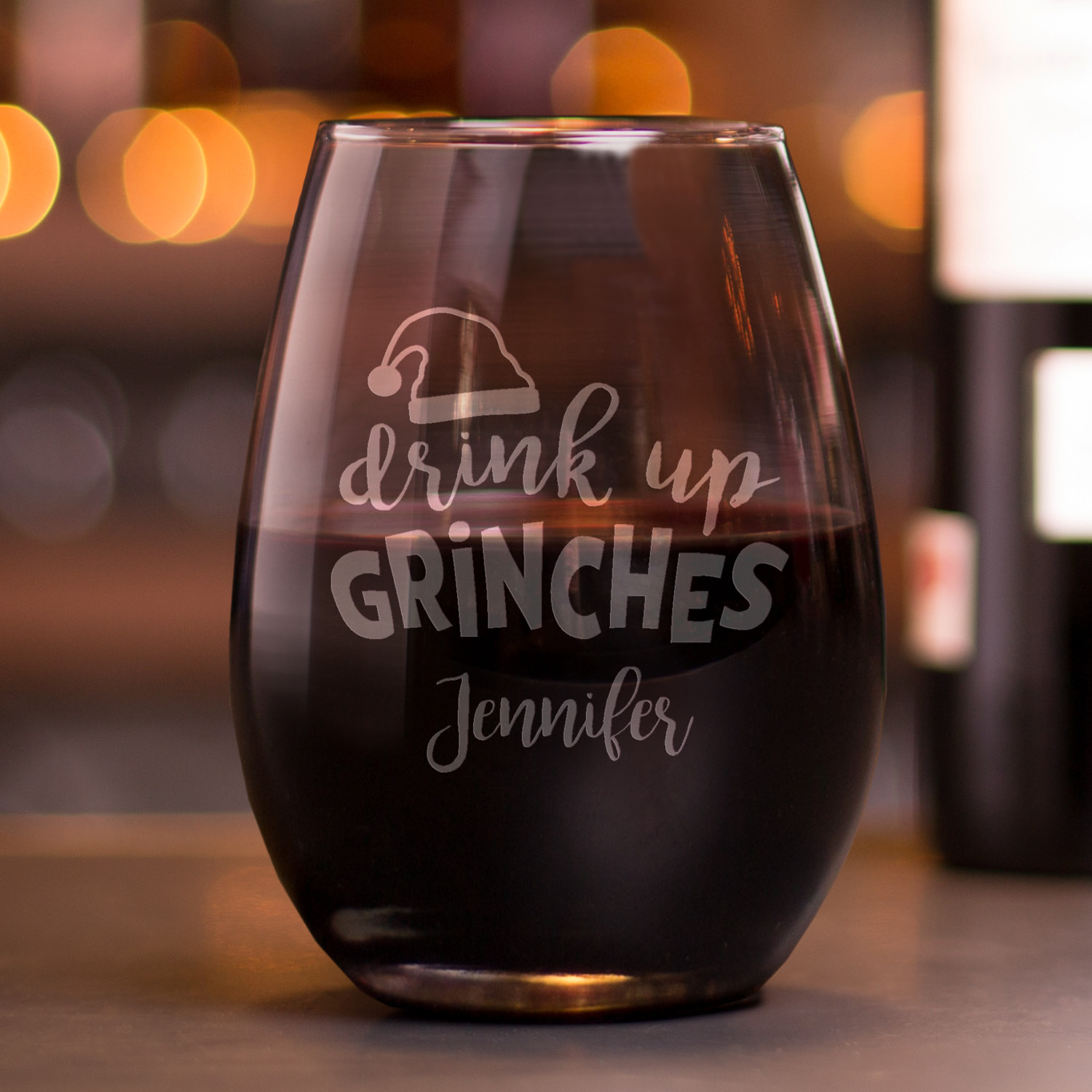 Drink Up Grinches It's Christmas Stemless Wine Glass