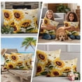thumbnail image 5 of 2 Pack Outdoor Waterproof Throw Pillow Covers,Summer Blossom Sunflower Bee Decorative Square Patio Pillowcases for Chair Couch Sofa 16x16in, 5 of 9
