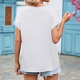 thumbnail image 4 of Timegard Womens Tops Satin Casual Cap Sleeve Lace V Neck Solid Color Loose Comfy Tee Tops Summer Fashion, 4 of 7