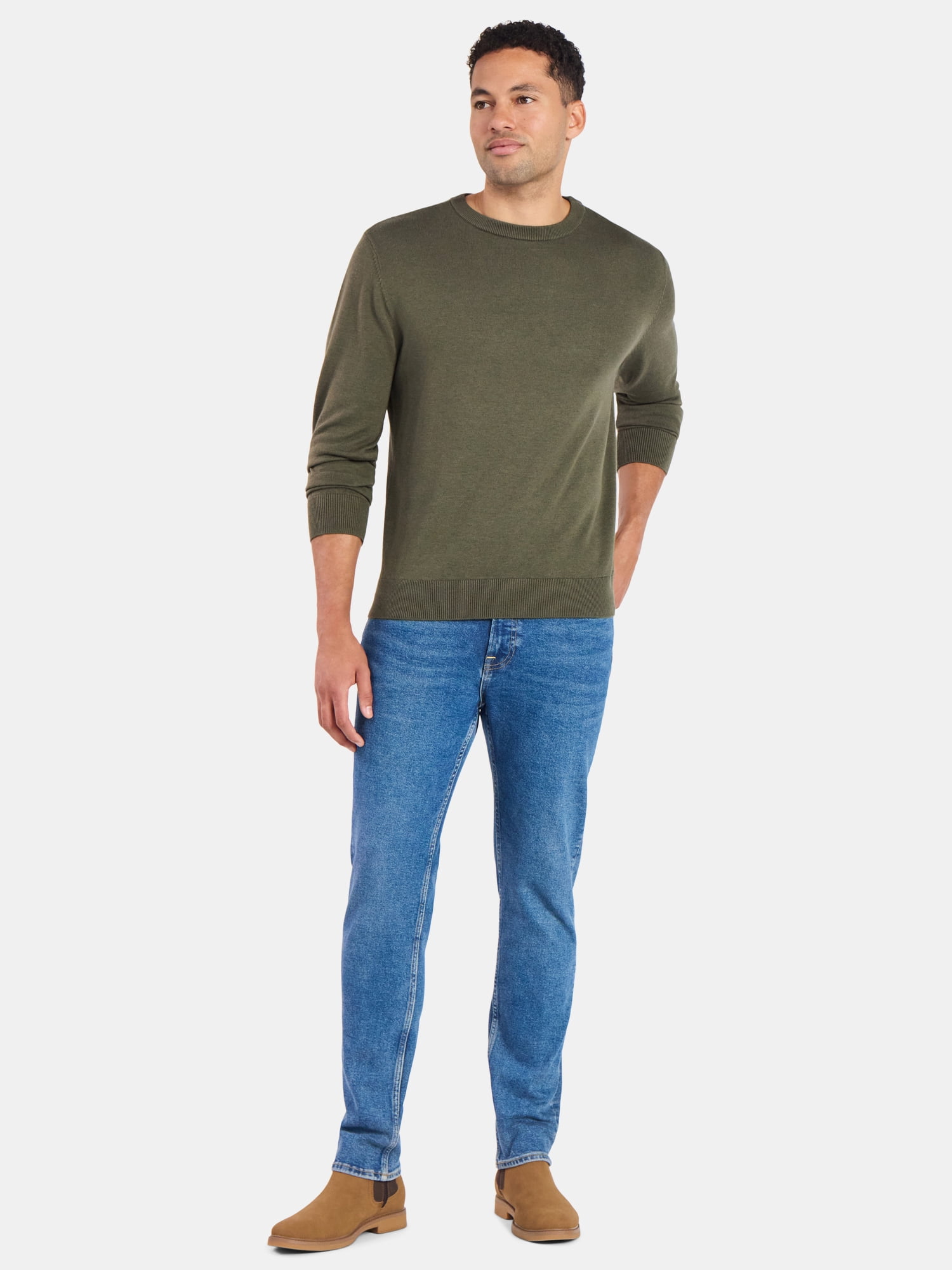 George Men's & Big Men's Relaxed Fit Lightweight Crewneck Sweater, Sizes XS-3XL