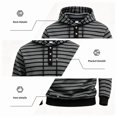 thumbnail image 6 of Men's Striped Henley Hoodie, Long Sleeve Button Placket Drawstring Pullover Hooded Sweatshirt, 6 of 7