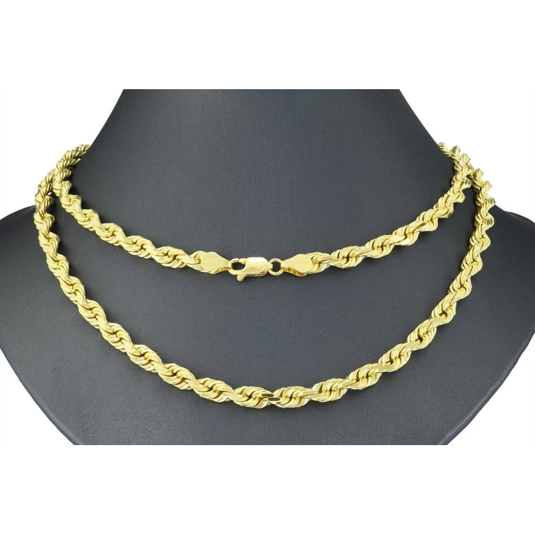 14K 6mm Solid Yellow Gold Rope Chain. Classic Rope Chain. Mens Gold Chain.