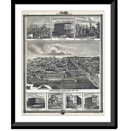 Historic Framed Print, IA Iowa Scenes 1875 MAP, 17-7/8" x 21-7/8"