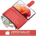 thumbnail image 4 of Compatible with Samsung Galaxy S22 5G Wallet Case and Tempered Glass Screen Protector Flower Leather Flip Credit Card Holder Cell Accessories Phone Cover for Gaxaly S 22 22S G5 Women Men Red, 4 of 15