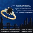 thumbnail image 2 of Gem Stone King 18K Yellow Gold Plated Silver Black Sapphire and Simulated White Opal Engagement Ring for Women | 3.00 Cttw | Oval 9X7MM | Gemstone September Birthstone | Size 7, 2 of 6