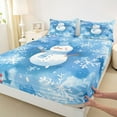 thumbnail image 3 of Castle Fairy Cartoon Christmas Snowman 4pcs Bed Sheets for Boys Girls,Happy New Year Snowflakes King Sheets,Abstract Gradient Blue Super Cozy Sheet Set,Ultra Soft Home Decor, 3 of 7