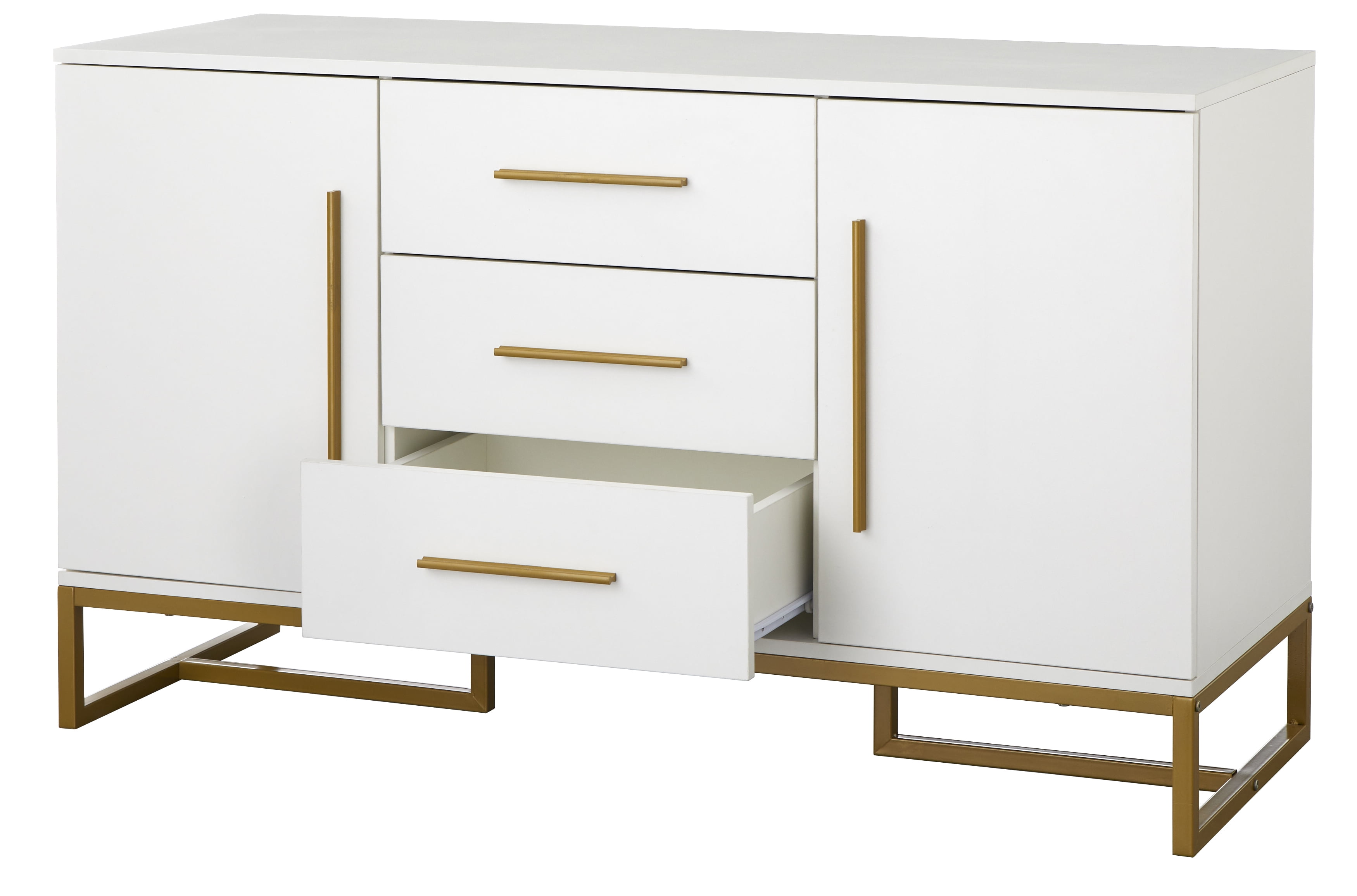 Ember Interiors Briar 47" Modern Dining Room Storage Sideboard, White Finish