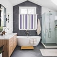 thumbnail image 3 of Purple Grey Striped Kitchen Curtains 72 Inch Length, Minimalist Farmhouse Stripe Grommet Top Bedroom Living Room Curtains, Light Filtering Cafe Curtain Drapes 2 Panels Set 104''x72'', 3 of 9