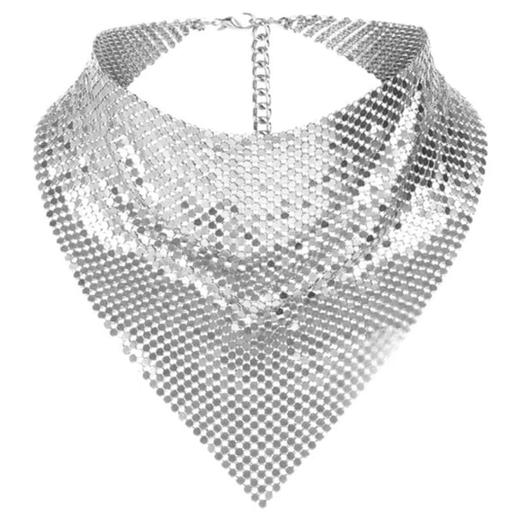 vlrwzc Metallic Sequin Bandanas Scarf Punk Metallic Neck Scarf Club Party Neckwear Rhinestone Triangle Scarf for Women