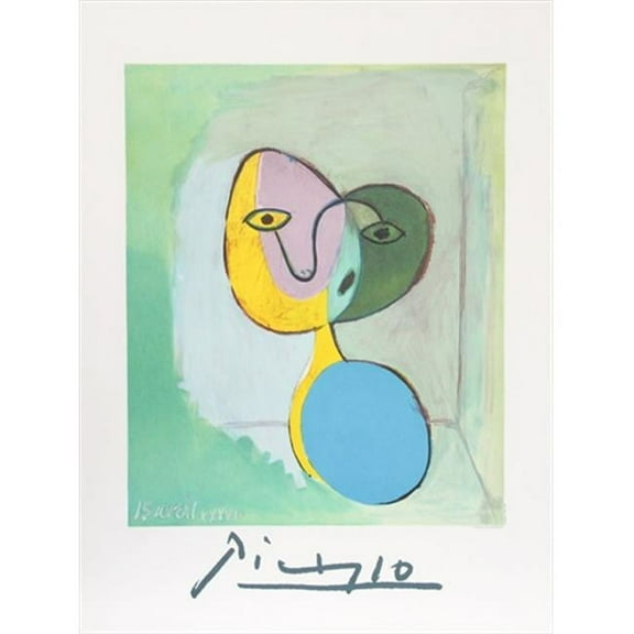 Pablo Picasso 7916 Figure Portrait of Marie Therese Walter- Lithograph on Paper 29 In. x 22 In. - Green- Yellow- Blue