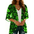 thumbnail image 4 of Levmjia Womens Cardigan Fashion 3/4 Sleeves St. Patrick's Day Printed Open Front Loose Cover Up Beach Blouse Casual Lightweight Shawl Vacation Spring Summer, 4 of 7