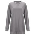 thumbnail image 3 of Fiaer Clearance,Oversize Long Sleeve Tunic Pullover for Women,Ladies Loose Fit Crew Neck Casual Long Sweatshirt,Side Split Solid Comfy Womens Tops Grey XS, 3 of 3