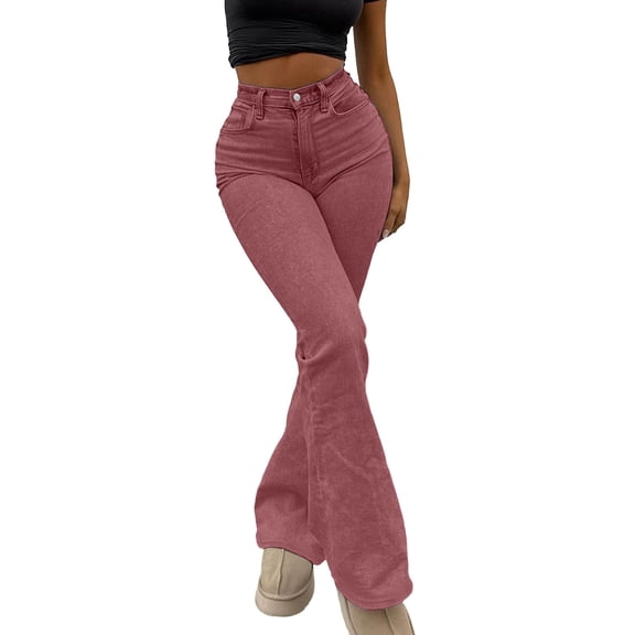 Flare Jeans for Women High Waisted Baggy Stretch Loose Denim Pants with Pockets Casual Bootcut Jeans Fashion Streetwear