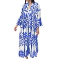 thumbnail image 2 of Pisexur Robe à Manches Longues Col en V Mode Imprimée Décontractée Robe Femme en Solde, 2 of 6