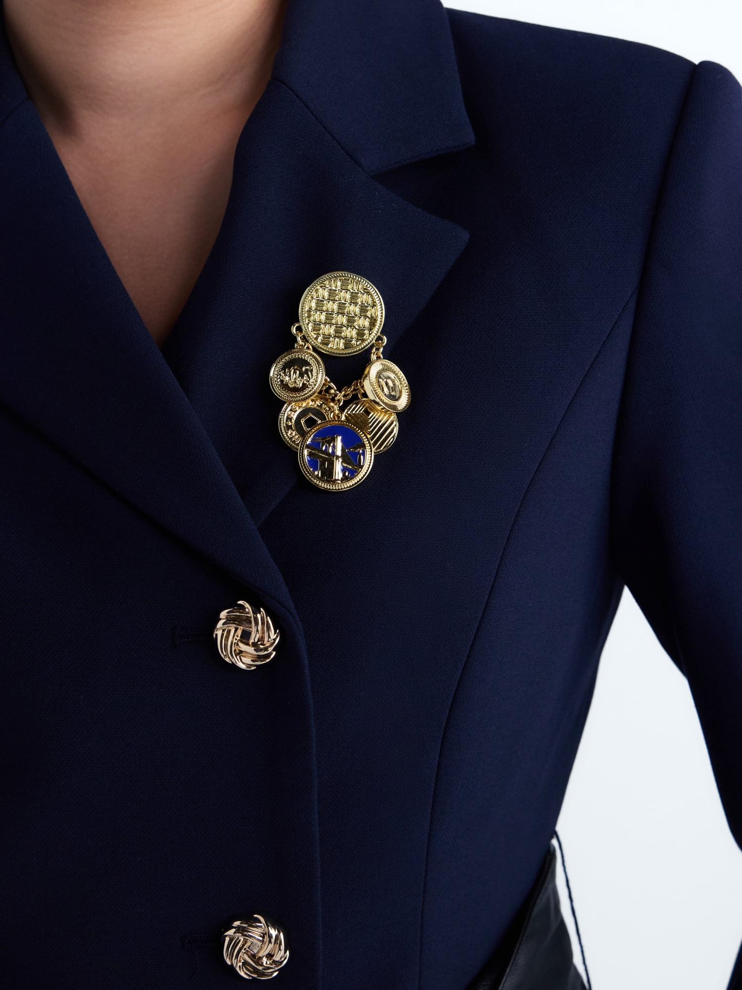 Free Assembly Women's NYC Coin Charm Brooch Pin, Goldtone