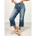 thumbnail image 1 of Judy Blue DELLA High-Waist Distressed Wide Leg Crop Jeans, 1 of 4