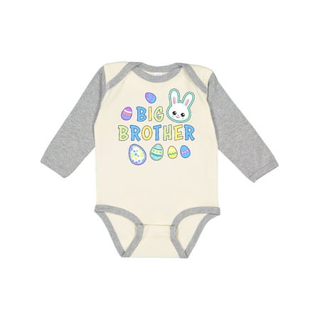 

Inktastic Big Brother with Bunny Face and Easter Eggs Gift Baby Boy Long Sleeve Bodysuit