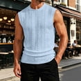 thumbnail image 2 of Sewkxo Men's Knitted Tank Tops Casual Sleeveless Shirt Summer Lightweight Trendy Light Tank Tops,Light Blue 3XL, 2 of 8