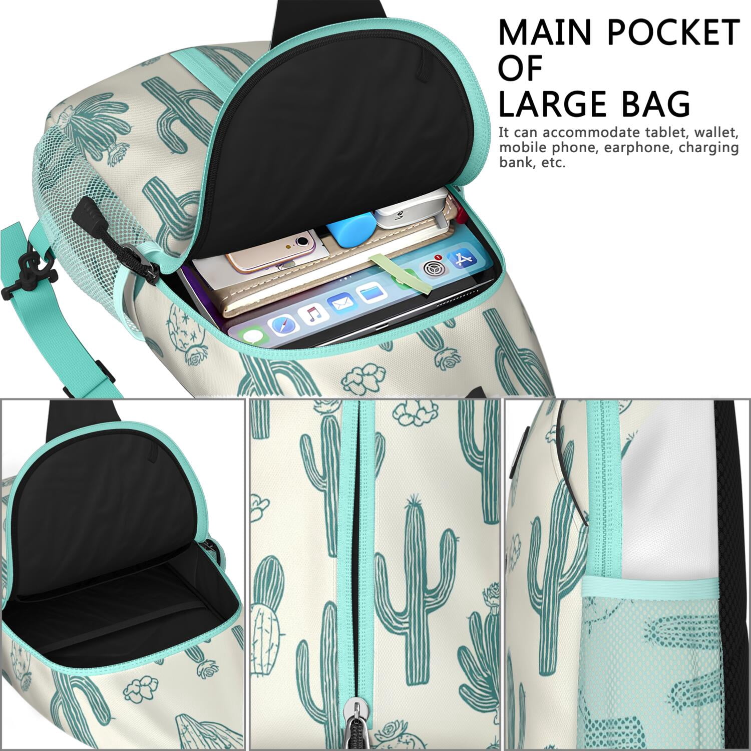 Crossbody Sling Bag Trendy Sling Backpack Cactus Crossbody Bag for Travel Chest Bag Small Backpack for Women Men