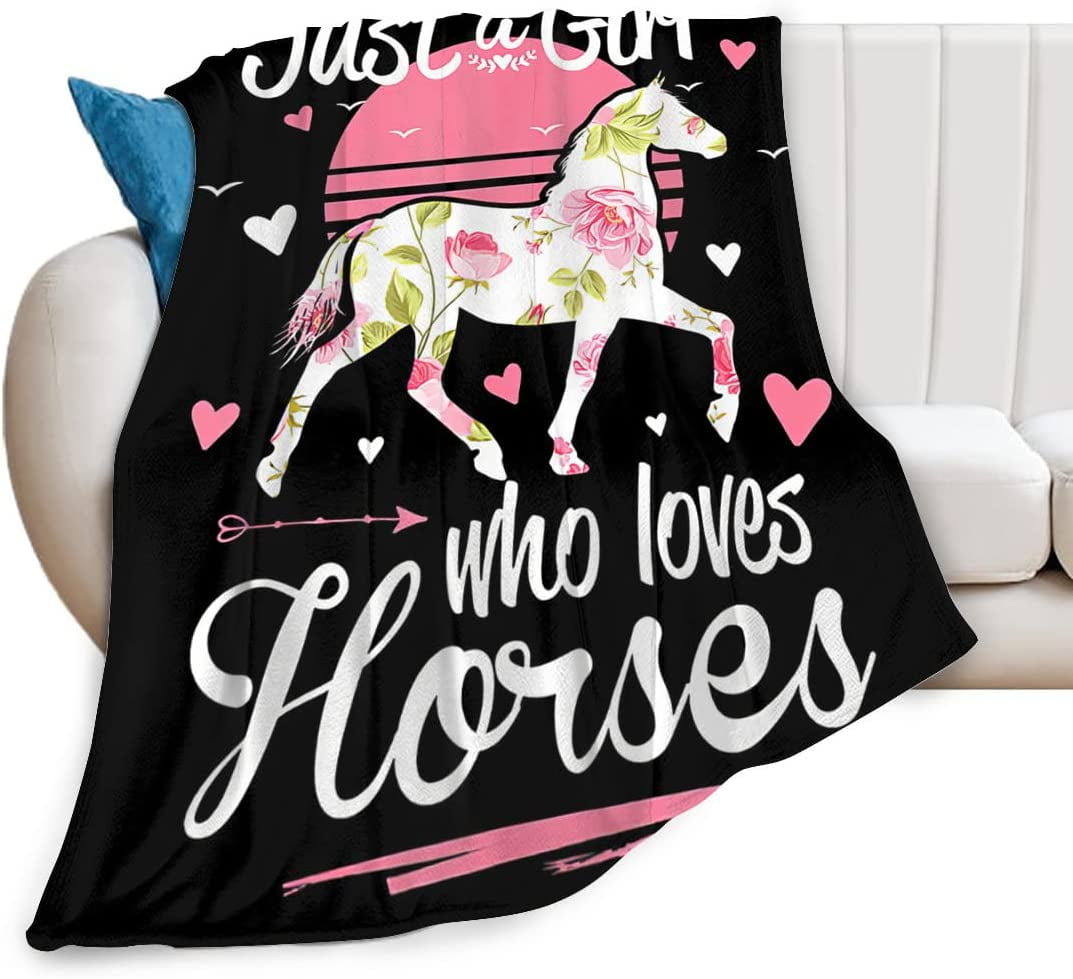 Just A Girl Who Loves Horses Blanket Horse Flower Throw Blanket for
