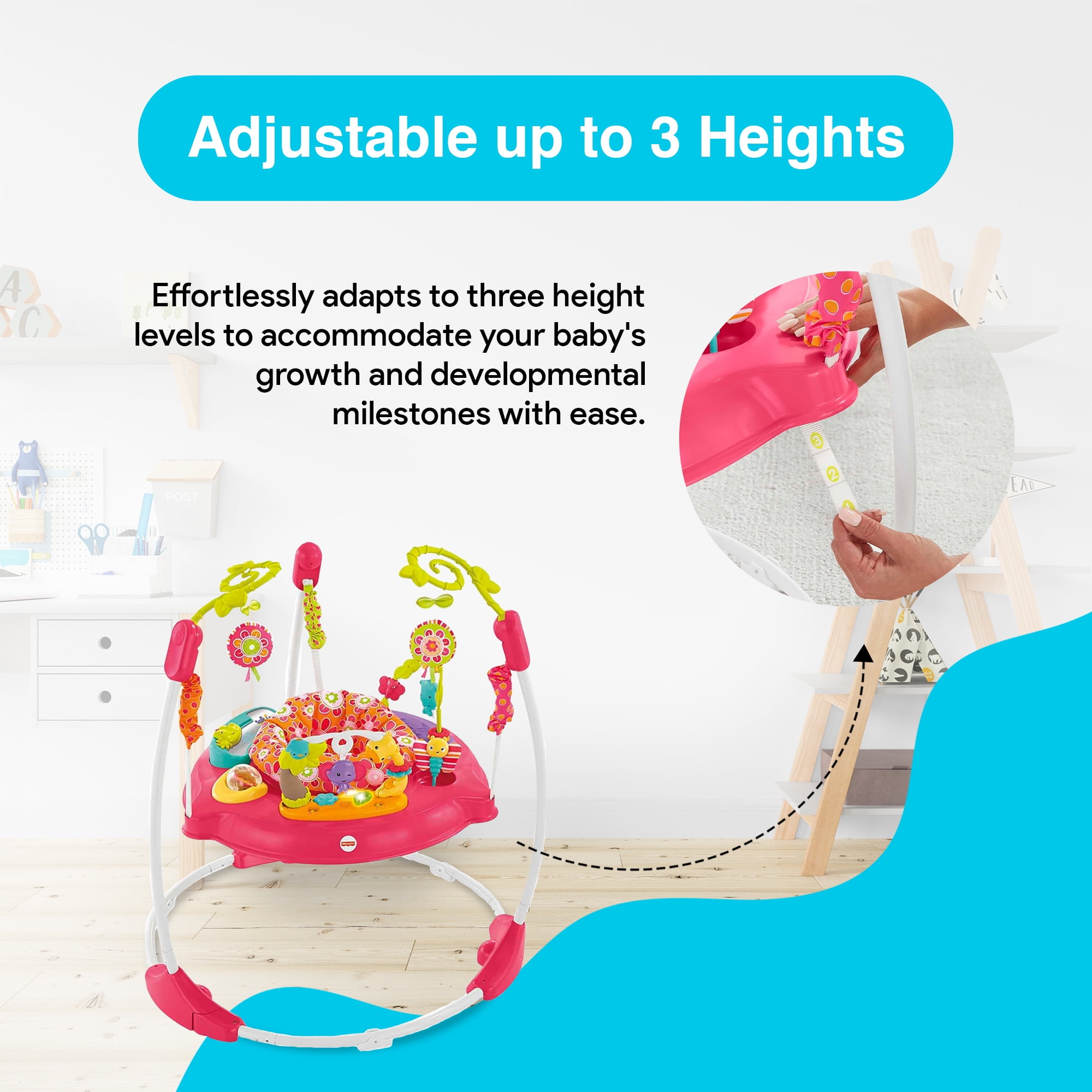 Fisher-Price Baby Bouncer Rainforest Jumperoo Activity Center with Music  Lights & Fisher-Price Baby Playmat Deluxe Kick & Play Piano Gym & Maracas