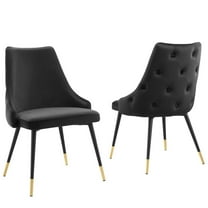 Modway Adorn Dining Side Chair Performance Velvet Set of 2 in Black