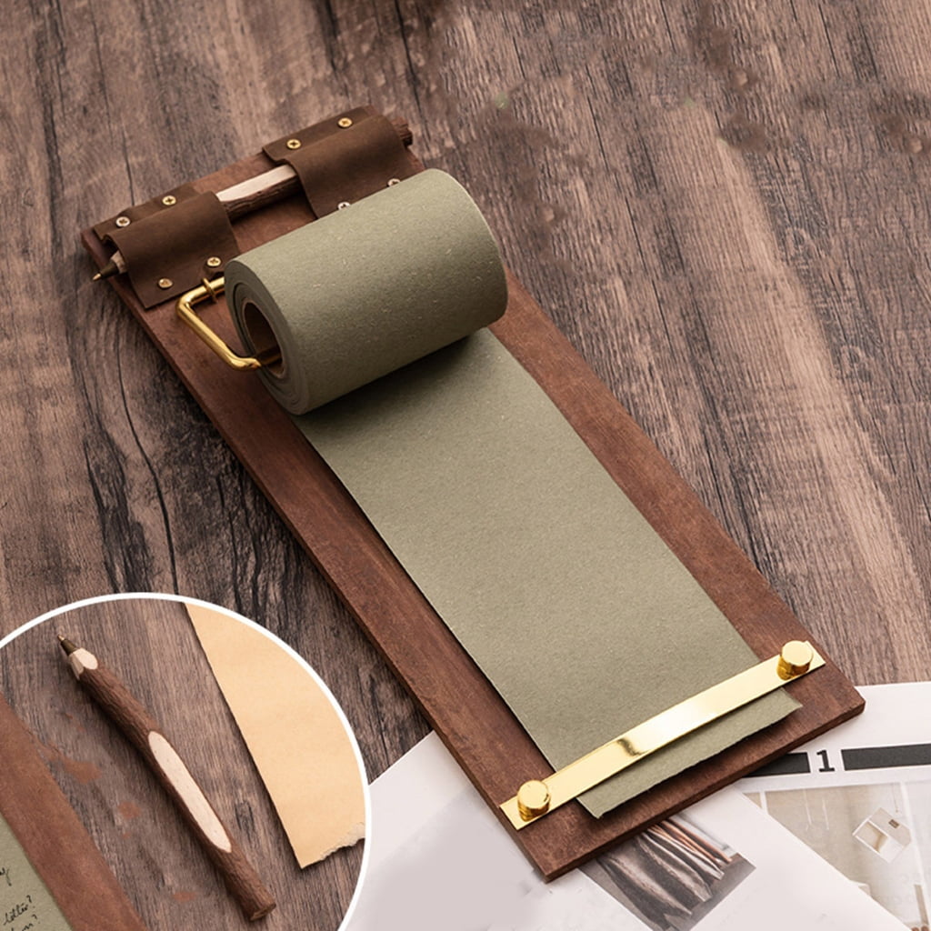 Zeiwohndc Retro Wooden Clipboard Notebook Set With Built In Paper Trimmer for Journaling