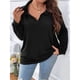 thumbnail image 4 of Suéter de Punto Informal de Talla Grande para Mujer, Cuello en V, Solapa, Color Liso, Camisa de Larga. Negro 5XL, 4 of 9