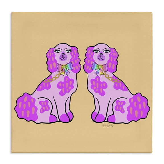 Stupell Industries Funky Glam Pooches Animals Painting Wrapped Canvas Canvas Art Print Wall Art, 17 x 17