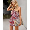 thumbnail image 4 of NAYTOAO Women's Bohemian Print Strapless Tube Top Romper, Ruffle Smocked Waist Summer Short Jumpsuit, 4 of 7