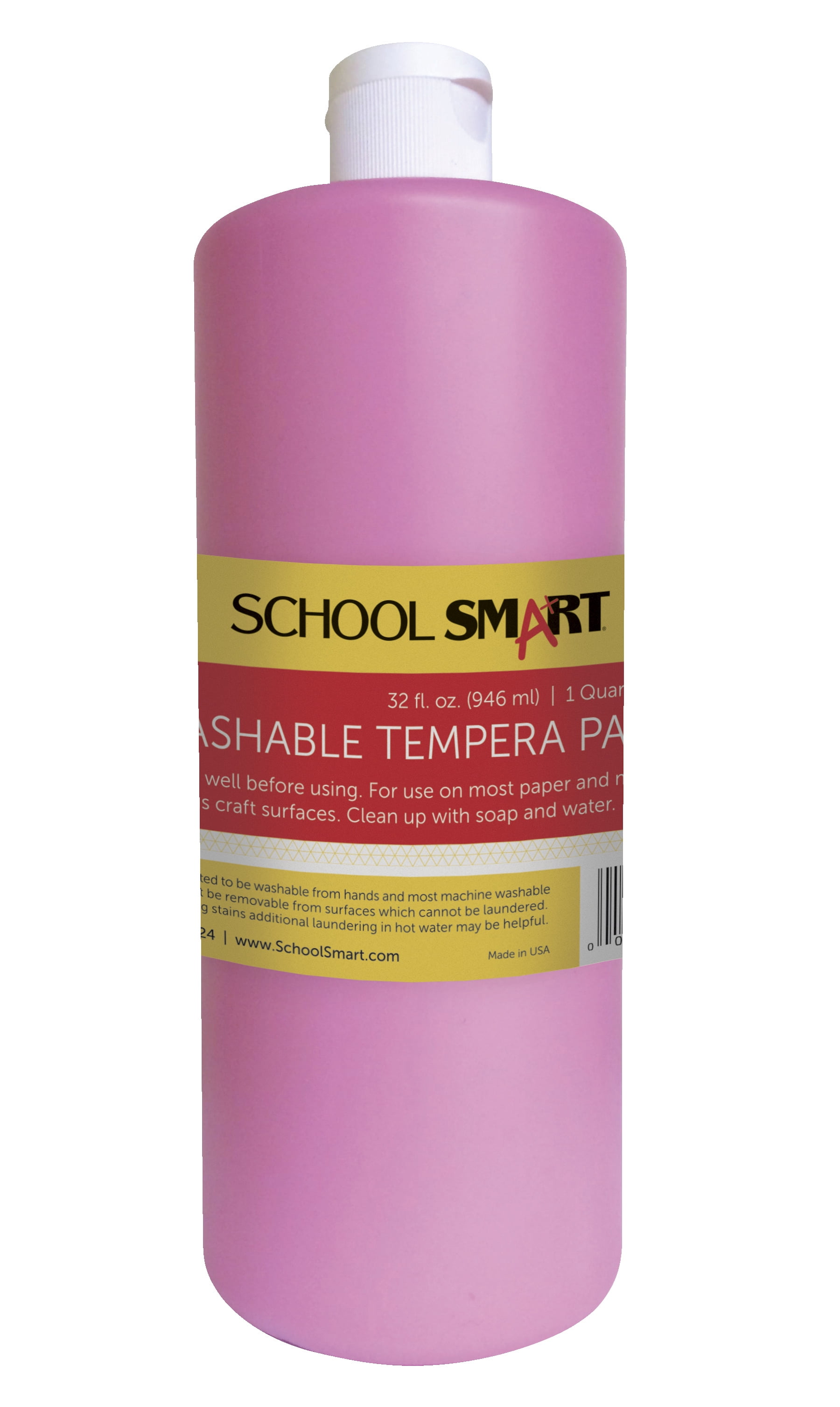 School Smart NonToxic Washable Tempera Paint, 1 qt Plastic Bottle