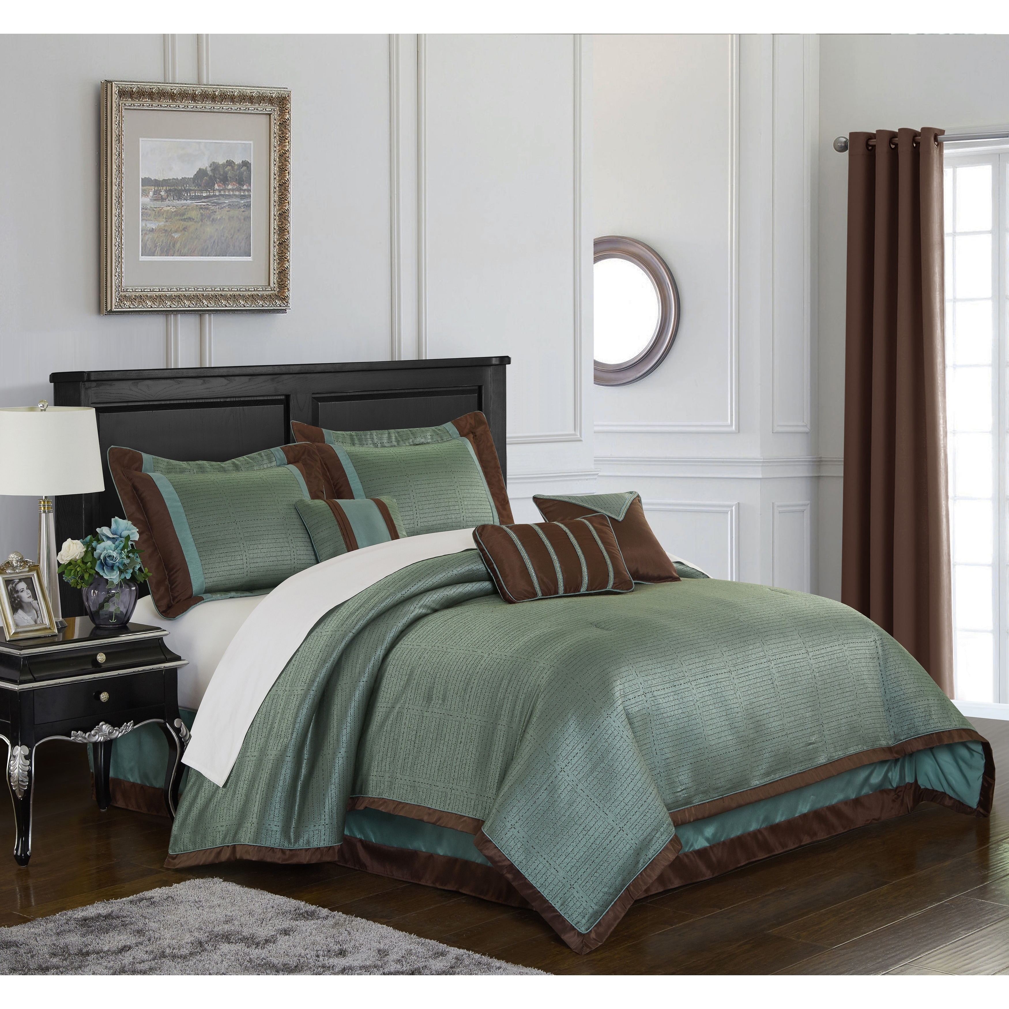 Nanshing Tobey 7-Piece Bedding Comforter Set, Turquoise, Queen - image 2 of 5