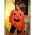thumbnail image 5 of KimSoong Women Halloween Pumpkin Face Graphic Long Sleeve Sweatshirts Lightweight Casual Pullover Tops, 5 of 6