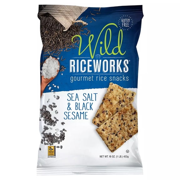 Wild Riceworks Sea Salt & Black Sesame Gourmet Rice Snacks, 16 oz.
