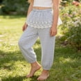 thumbnail image 2 of Asxite Toddler Girls Plaid Lace Detail Loose Breathable Casual Pants Elastic Waist Summer 5-15 Y, 2 of 7