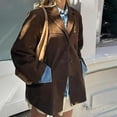 thumbnail image 4 of NAZISHW Brown Suede Jacket Women - Y2K Faux Suede Blazer Coat Vintage Aesthetics Old Money Oversized Outerwear (Brown,XXL), 4 of 6