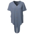 thumbnail image 2 of A2Y Women's Loose Fit Short Sleeve Button Down Front Tie Top Cement 1XL, 2 of 7